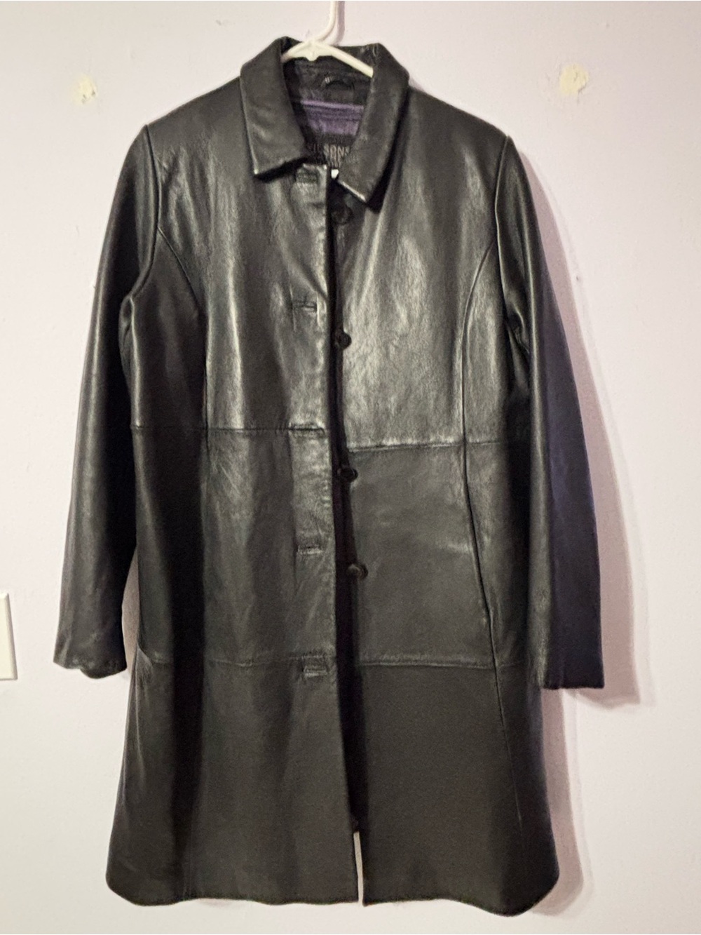 Wilsons Leather Black Longline Women's Leather Coat